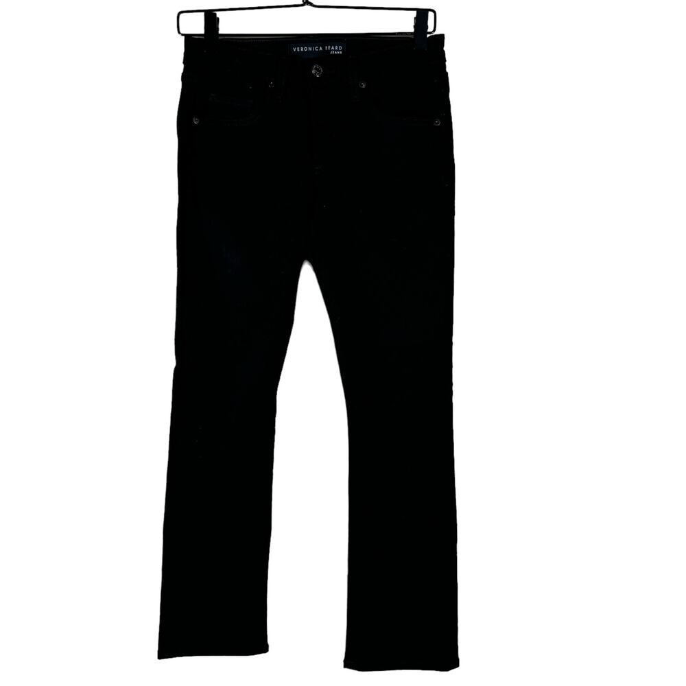 Veronica Beard Women Daria 8.5' Kick Flare Raven Black Jeans Stretch Mid Rise 25